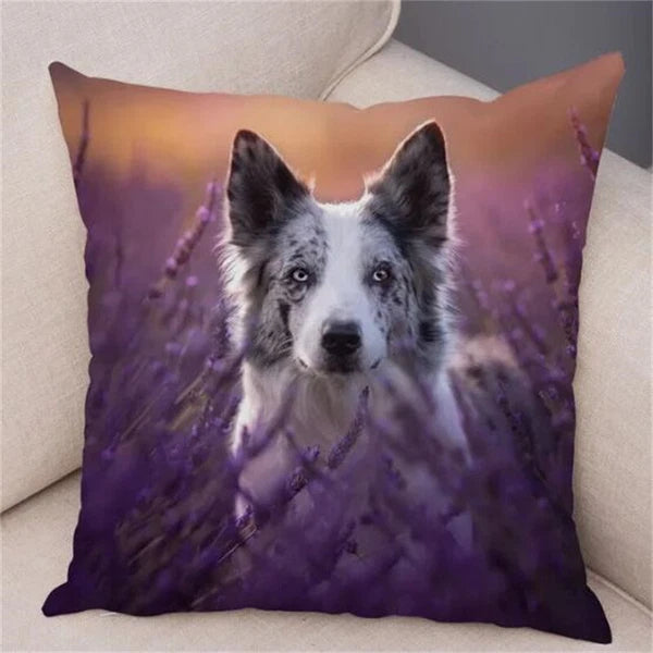 Cute Pet Animal Cushion Cover Collie for Sofa Car Decor Dog Print Pillow Case