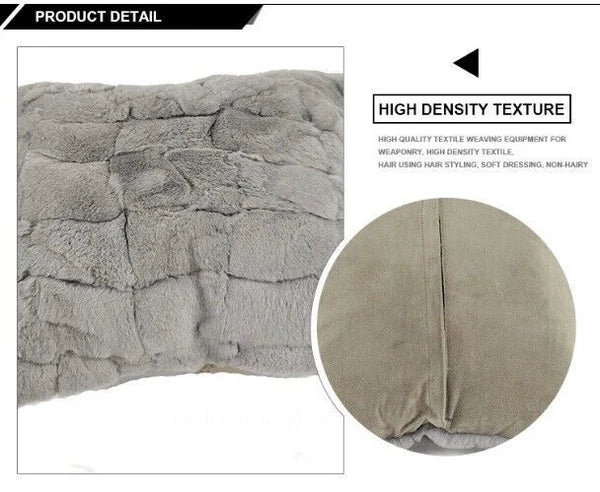 Rabbit Fur Patchwork Sofa Cushion Covers Furry Pillow Cover No Stuffing