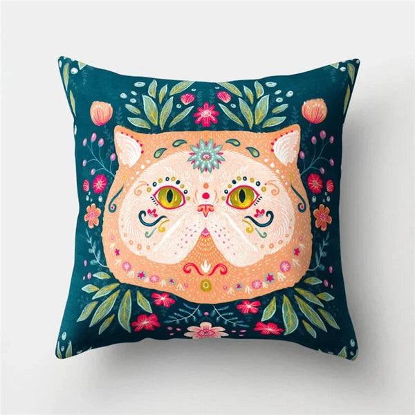 Decorative Sofa Bed Cushion Cover Owl Pattern Polyester Throw Pillow Pillowcase