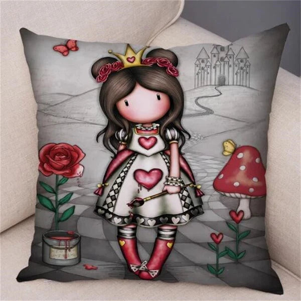 Cute Cartoon Little Girl Pillowcase Cushion Cover for Sofa Home Decor