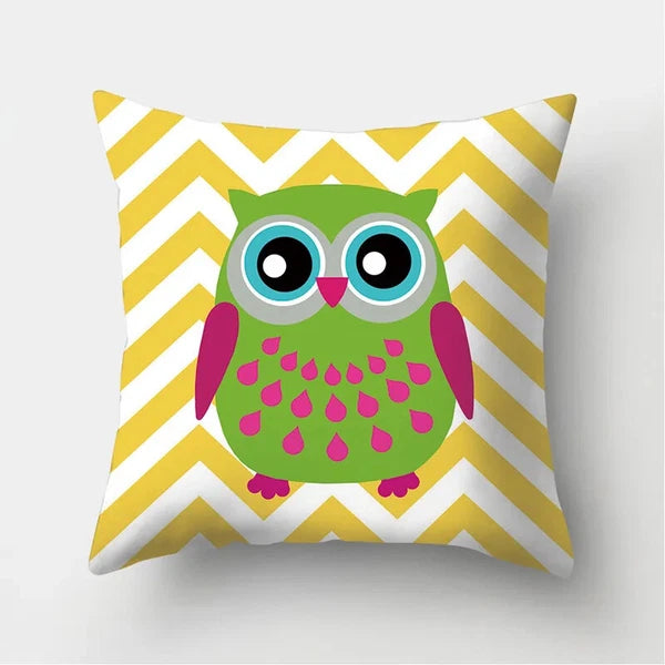 Decorative Sofa Bed Cushion Cover Owl Pattern Polyester Throw Pillow Pillowcase