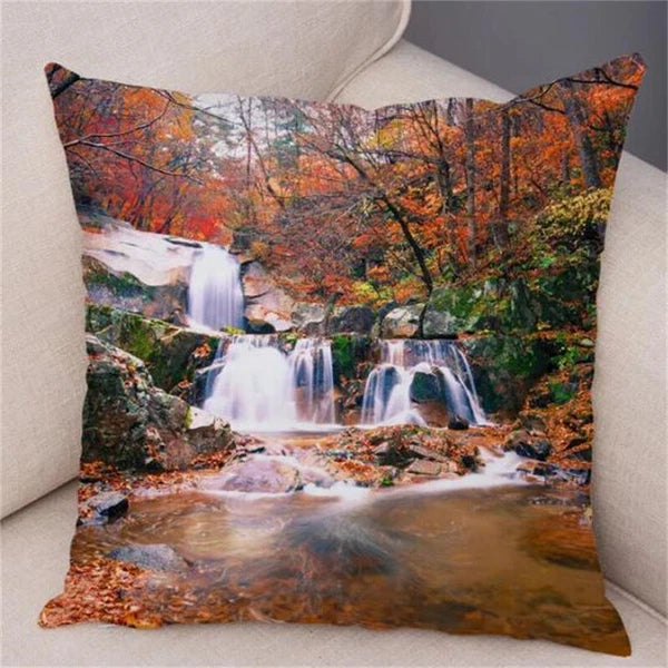 Waterfall Print Pillow Case for Home Sofa Decor Beautiful Scenery Cushion Cover