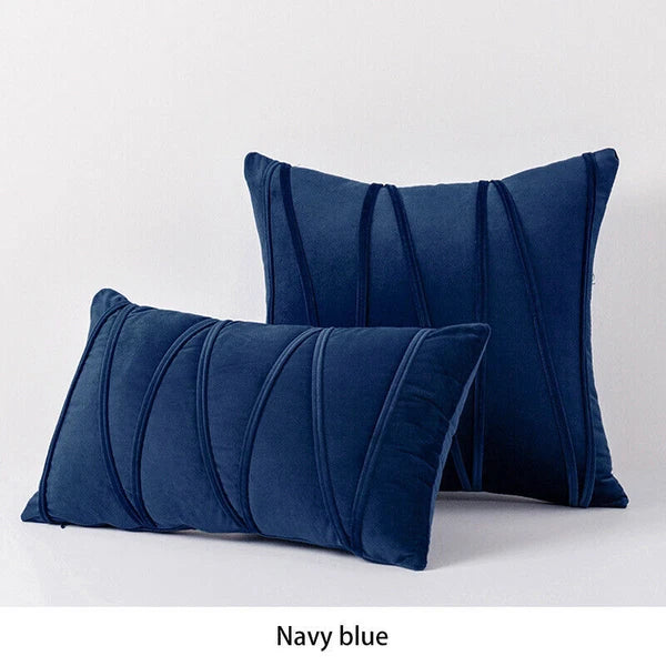 Velvet Plain Soft Cushion Cover Checks Throw Pillow Cases Sofa Home Decor