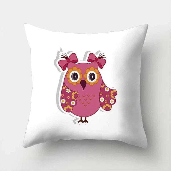 Decorative Sofa Bed Cushion Cover Owl Pattern Polyester Throw Pillow Pillowcase