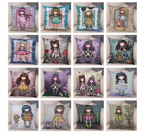 Cute Cartoon Little Girl Pillowcase Cushion Cover for Sofa Home Decor