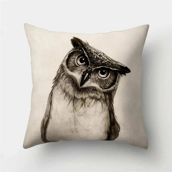 Decorative Sofa Bed Cushion Cover Owl Pattern Polyester Throw Pillow Pillowcase