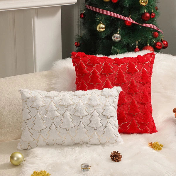 Christmas Tree Throw Pillow Cover Soft Plush Pillowcase Sofa Bed Cushion Decor