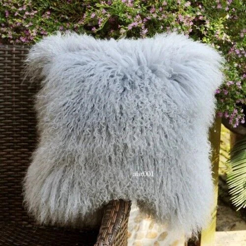 Mongolian Lamb Fur Cushion Cover, Sofa Pillow Cover Home Decoration No Stuffing