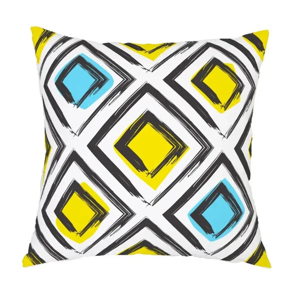 Geometric Pattern Peach Skin Plush Pillowcase for Sofa Chair Bed Pillow Cover