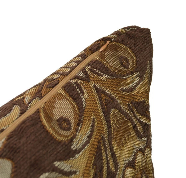 We57 - Brown Big Peony Flower Leaf Bolster Case/Pillow/Sofa Seat Cushion Cover