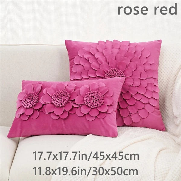 1X Velvet 3D Flower Pillowcase Cushion Pillow Cover Case Bedding Sofa Home Decor