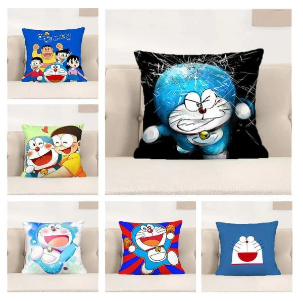 Doraemon Decor Short Plush Print Cushion Covers Room Decor Pillowcases Sofa