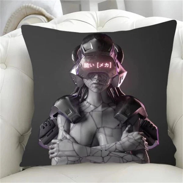 Robot Pillow Cover Pillowcase Decorative for Chair Cushion Fall Short Plush Sofa