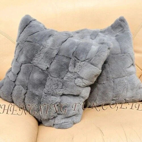 Rabbit Fur Patchwork Sofa Cushion Covers Furry Pillow Cover No Stuffing