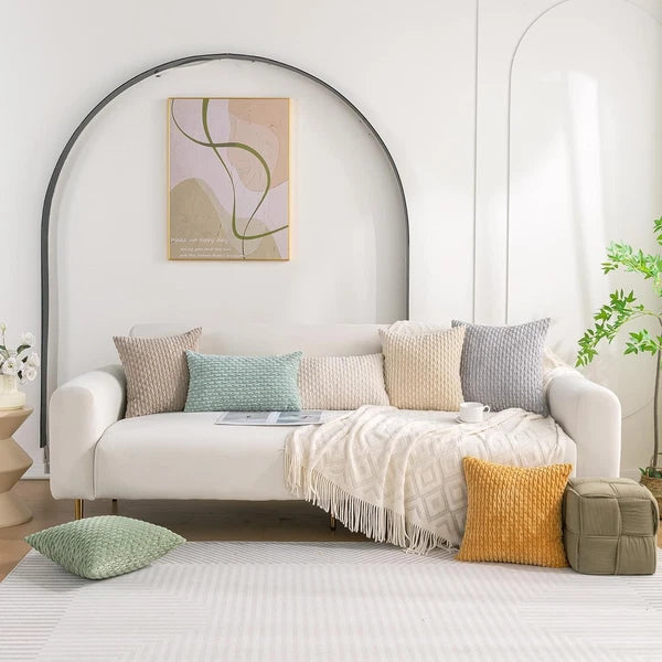 Cozoomy Set of 4 Neutral Decorative Throw Pillow Covers 18x18 Inch Corduroy Pill