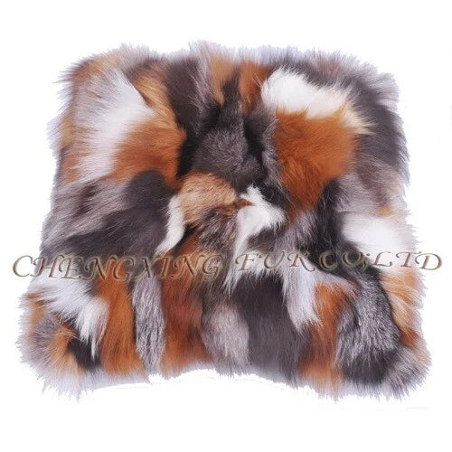 Natural Color Handmade Patchwork Real Fur Sofa Cushion Cover Pillow Case