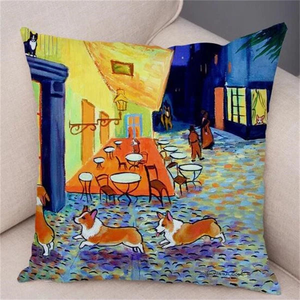 Short Plush Corgi Pembroke Cushion Cover for Sofa Room Decor Dog Pillowcase