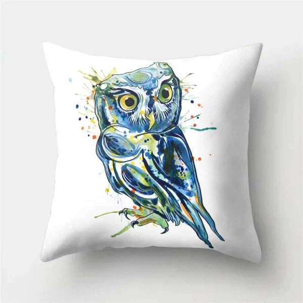 Decorative Sofa Bed Cushion Cover Owl Pattern Polyester Throw Pillow Pillowcase