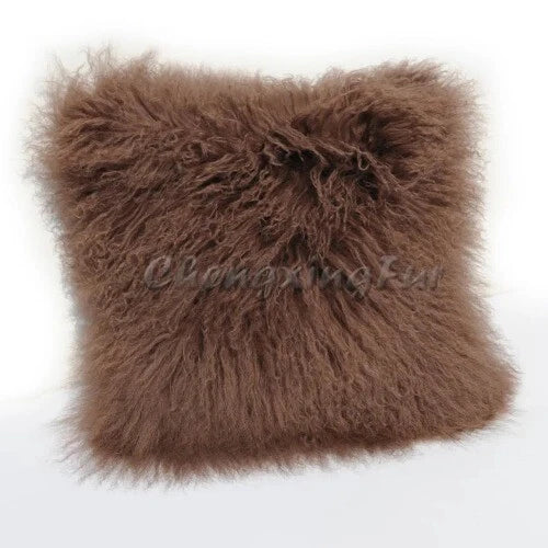 Mongolian Lamb Fur Cushion Cover, Sofa Pillow Cover Home Decoration No Stuffing