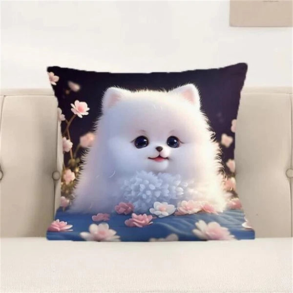 Decorative Sofa Cushions Printing Short Plush Cute Cat Pillowcases Room Decor