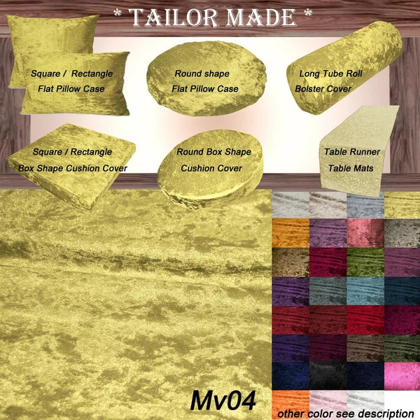 Mv04 Y-Gold Shiny Velvet Sofa Seat Patio Bench Box Cushion Bolster Cover/Runner