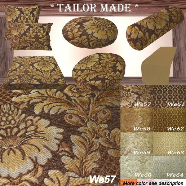We57 - Brown Big Peony Flower Leaf Bolster Case/Pillow/Sofa Seat Cushion Cover