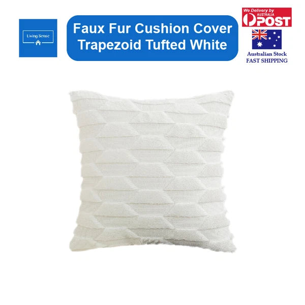 Cushion Cover Trapezoid Tufted Faux Fur Decorative Pillow Case for Sofa Bed 45cm