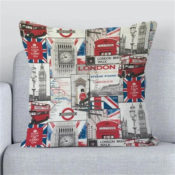 Cushions Covers for Bed London Paris Scenic Print Sofa Fall Pillow Cases Decor