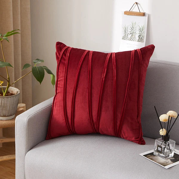 Plain Velvet Cushion Covers Stripe Pillow Case for Sofa Couch Bedroom 16 Colours
