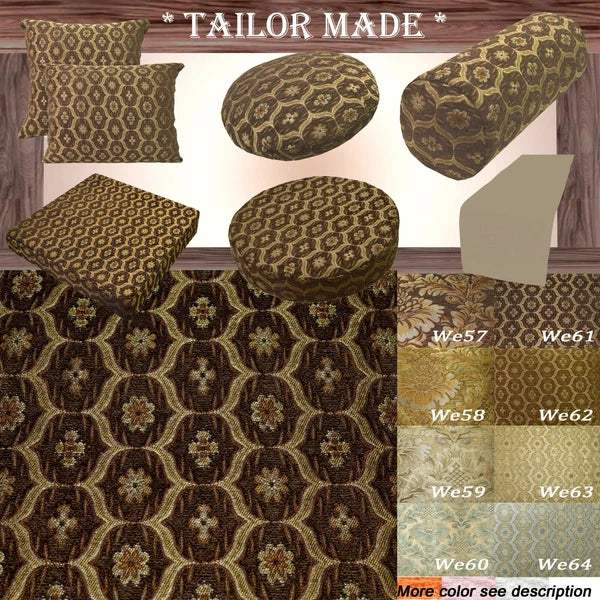 We61 -Dk Brown Gold Eye Flora Damask Bolster Case/Pillow/Sofa Seat Cushion Cover