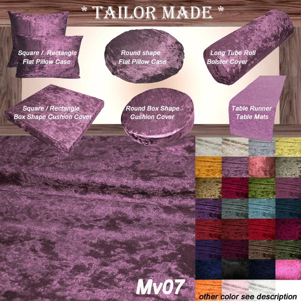 Mv07 Purple Crush Velvet Sofa Seat Patio Bench Box Cushion Bolster Cover/Runner