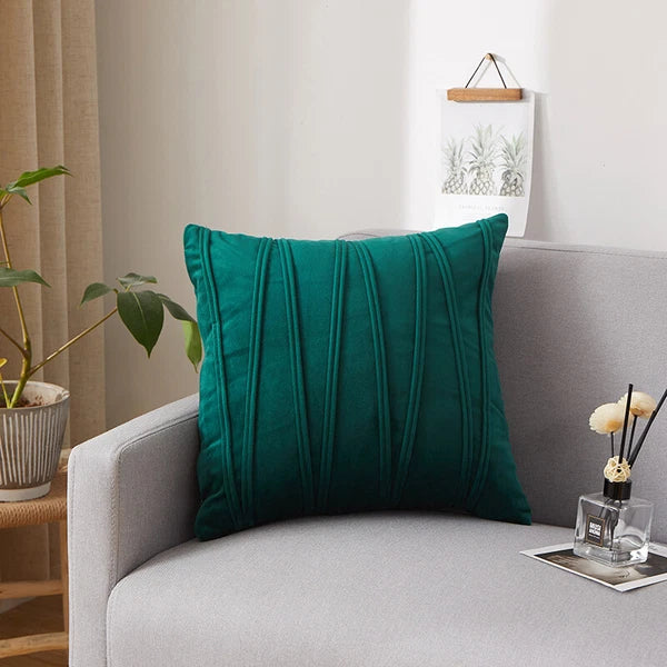 Plain Velvet Cushion Covers Stripe Pillow Case for Sofa Couch Bedroom 16 Colours