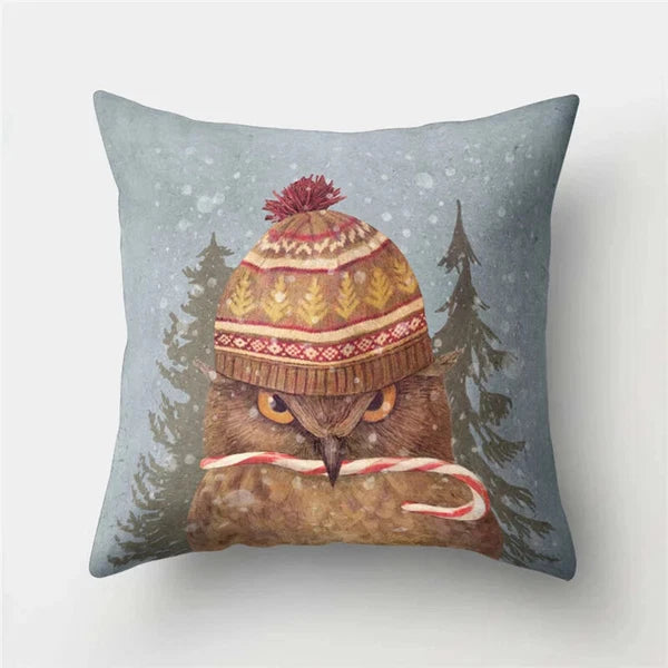 Decorative Sofa Bed Cushion Cover Owl Pattern Polyester Throw Pillow Pillowcase