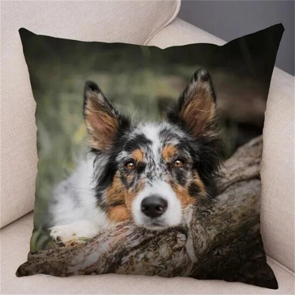 Cute Pet Animal Cushion Cover Border Collie for Sofa Decor Dog Print Pillow Case
