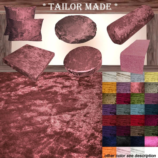 Mv08 Shery-Red Crushed Velvet Sofa Seat Patio Bench Cushion Bolster Cover/Runner