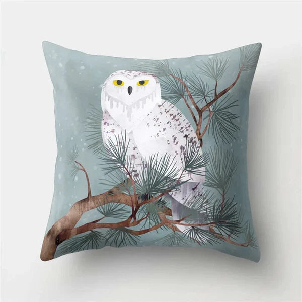 Decorative Sofa Bed Cushion Cover Owl Pattern Polyester Throw Pillow Pillowcase