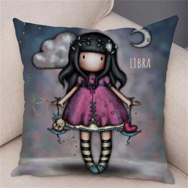 Cute Cartoon Little Girl Decor Lovely Cushion Cover for Sofa Home Pillow Case