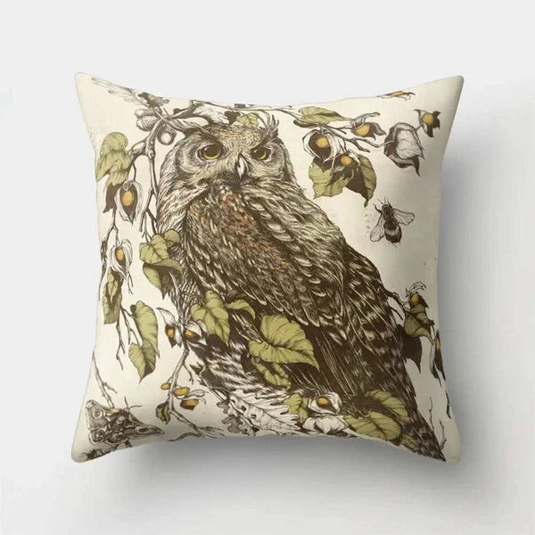 Decorative Sofa Bed Cushion Cover Owl Pattern Polyester Throw Pillow Pillowcase