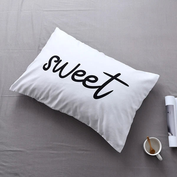 White Cushion Cover Letter Printed Pilow Case 2Pcs Pillowcase Bedroom Throw Sofa