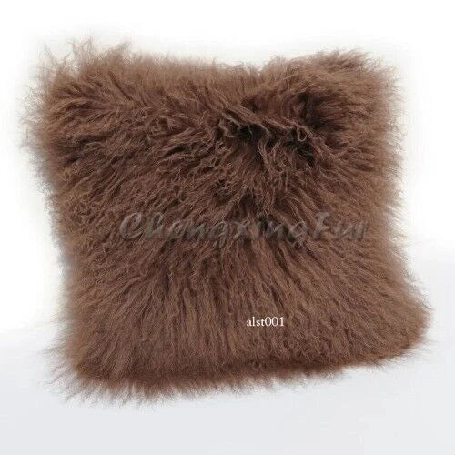 Mongolian Lamb Fur Cushion Cover, Sofa Pillow Cover Home Decoration No Stuffing