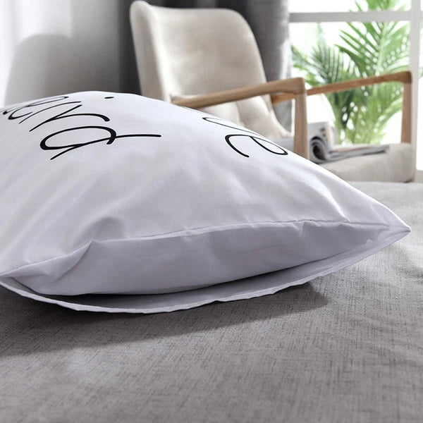 White Cushion Cover Letter Printed Pilow Case 2Pcs Pillowcase Bedroom Throw Sofa