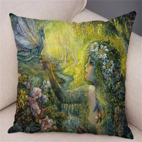 Forest Elf Cushion Cover Decor Colorful Fantasy Pillow Case for Sofa Car Room
