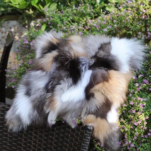 Natural Color Handmade Patchwork Real Fur Sofa Cushion Cover Pillow Case