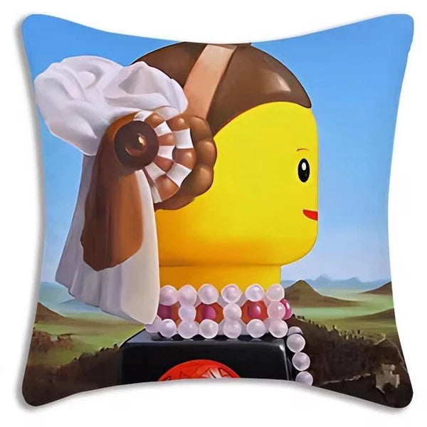 Mona Lisa Legos Pillow Covers Cartoon Sofa Decor Home Print Cute Cushion Cover