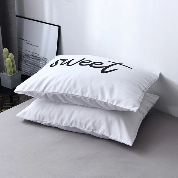 White Cushion Cover Letter Printed Pilow Case 2Pcs Pillowcase Bedroom Throw Sofa