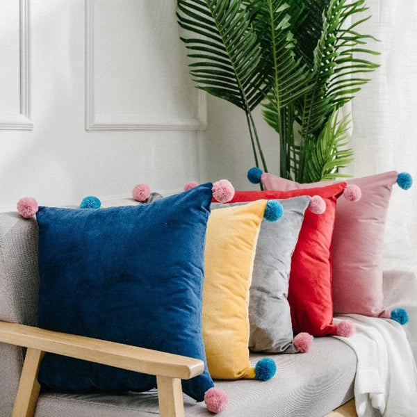 Pure Color Pillowcase Sofa Plush Cushion Cover Household Back Cushion Cover