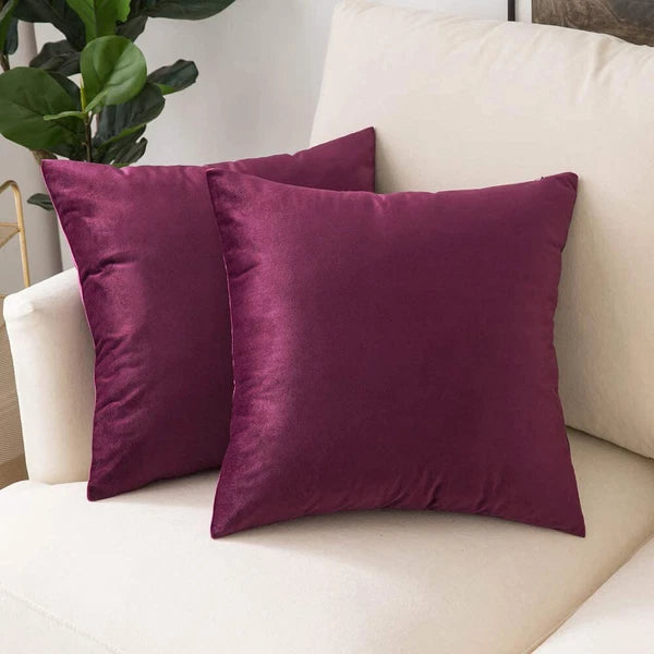 [Luxury] 18" Square Velvet Decorative Throw Pillow Covers Cushion Cases Red-2pcs