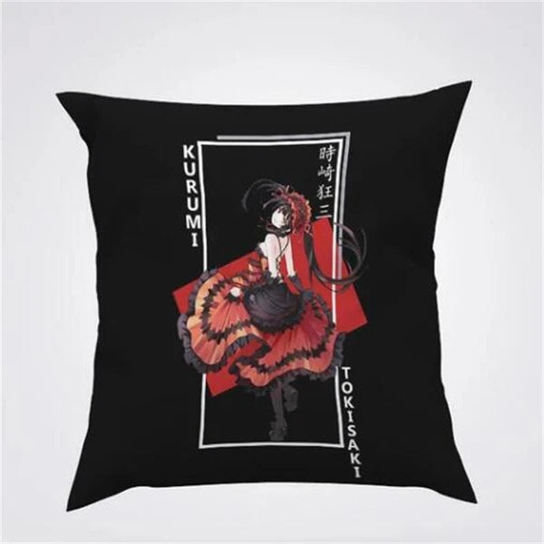 Anime Cartoon Tokisaki Kurumi Print Cushion Cover Sofa Home Decor Pillowcase