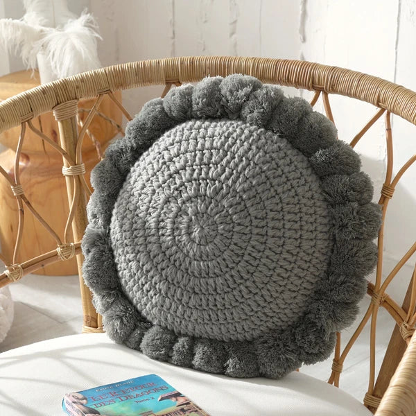 Round Knitted Waist Pillow Throw Sofa Car Office Chair Cushion Pillows Pad Decor