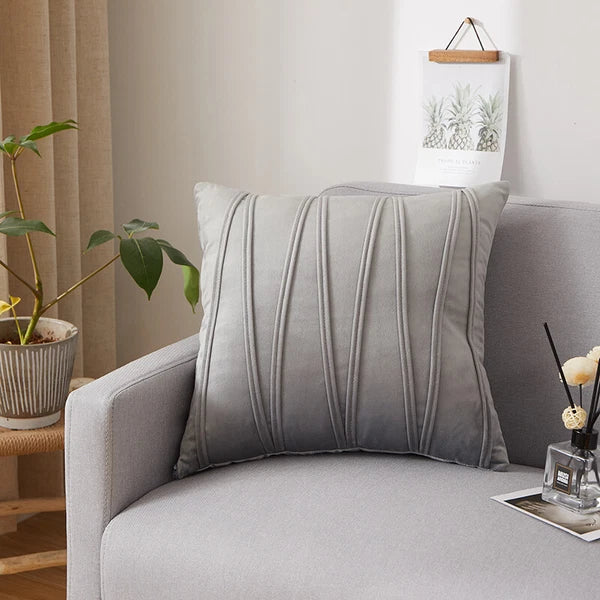 Plain Velvet Cushion Covers Stripe Pillow Case for Sofa Couch Bedroom 16 Colours